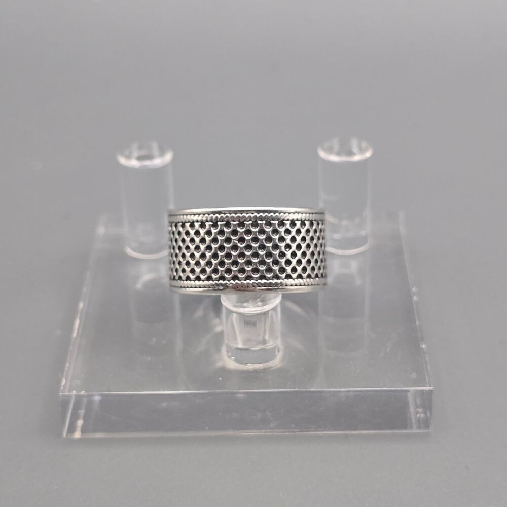 S925 Sterling Silver With Black Recessed Dots Ruyi Cloud Adjustable Ring